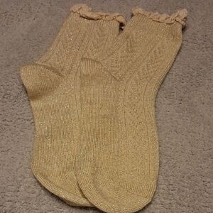 NWOT! Gold Glitter Knit Socks Kid's Size 9-10